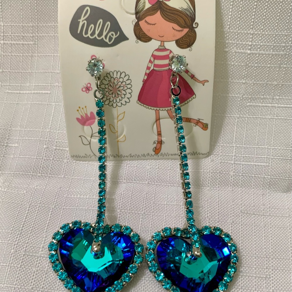 Blue Heart Earrings